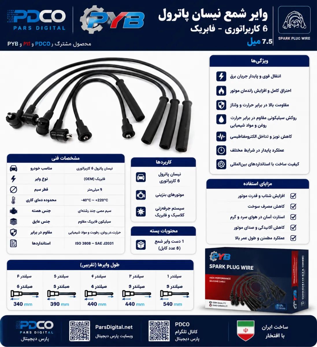 وایر شمع نیسان پاترول 4 کاربراتوری (فابریک)